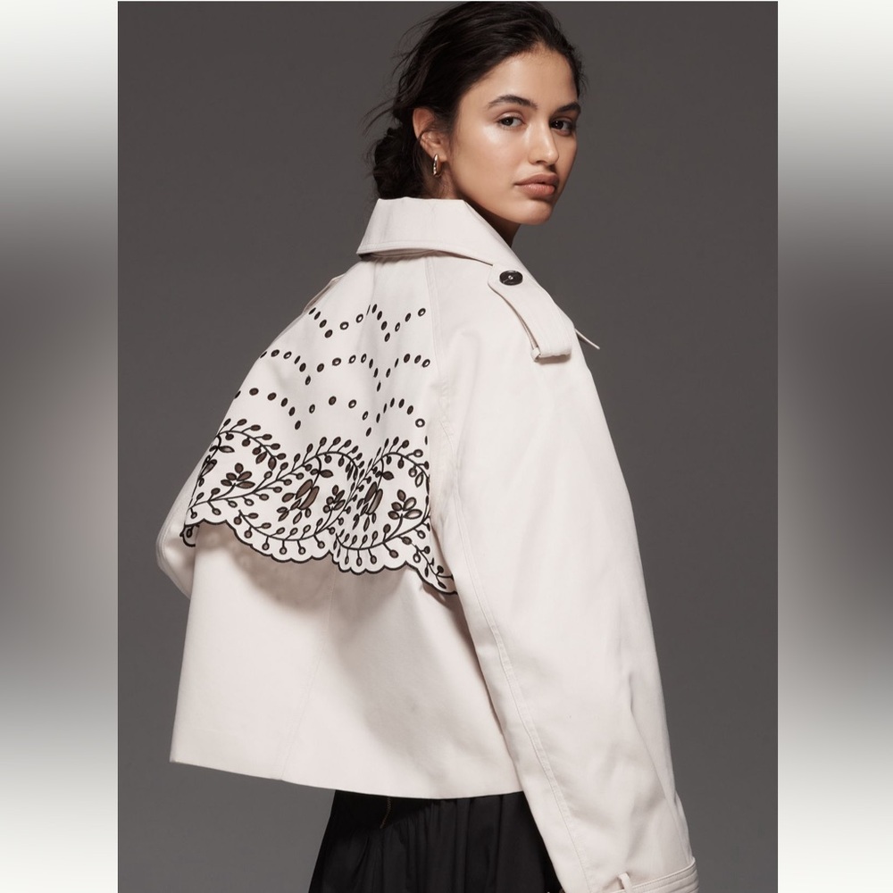 By Anthropologie Crop Trench Coat